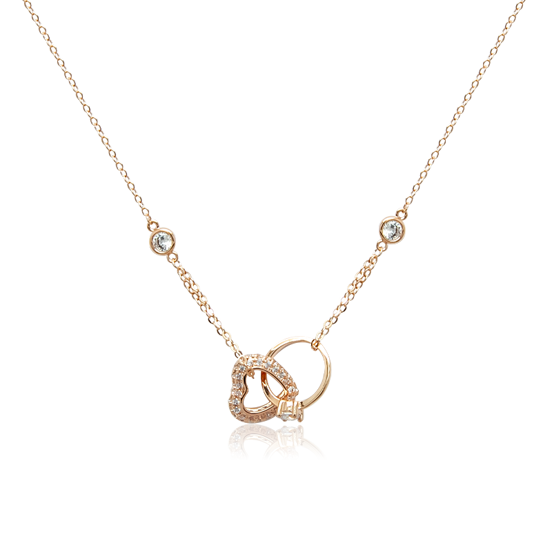 chomel心心相扣互锁戒指爱心项链