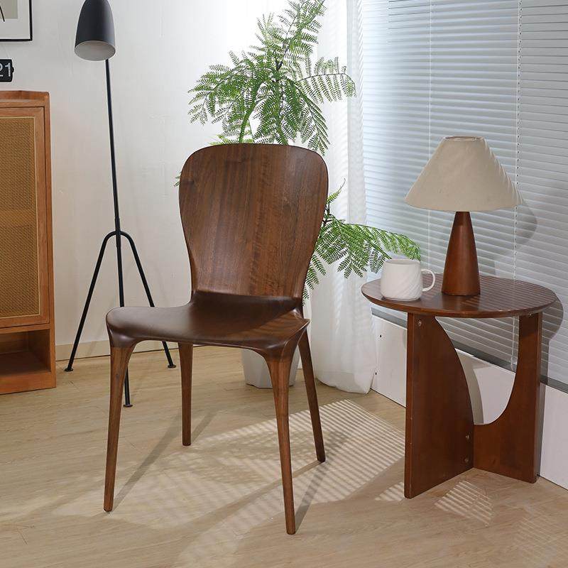 北美黑胡桃木实木尤里卡椅子全原木餐椅靠背椅现代北欧意式休闲椅