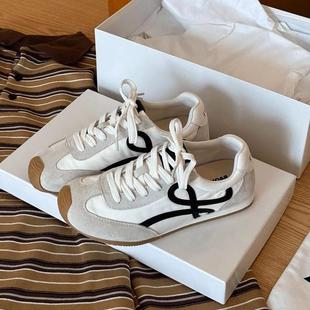 厚底德训鞋女022运5春夏季蕾新款休闲甘鞋系带复阿古动内增高芭鞋