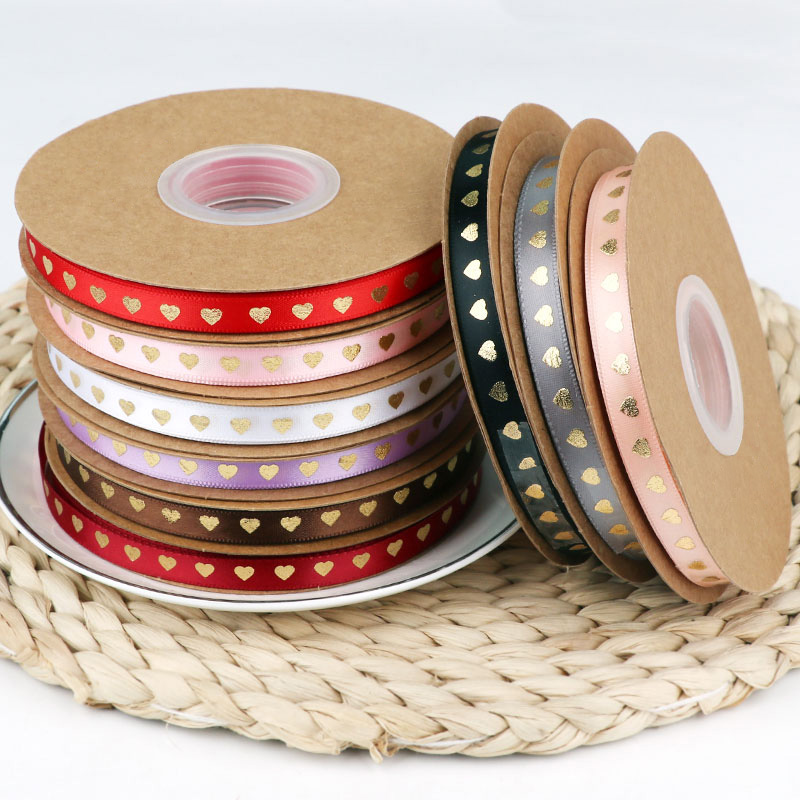 1cm烫金爱心鲜花包装装饰彩带