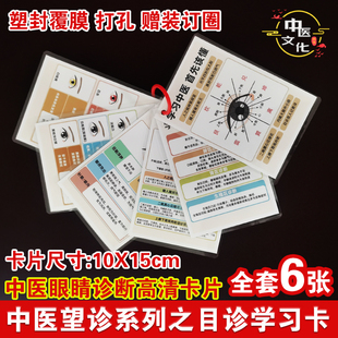 中医望诊高清塑封卡 眼睛嘴唇诊断学习卡目诊唇诊6寸卡片套装
