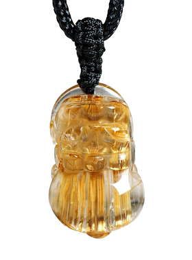 天然金发晶貔貅吊坠女