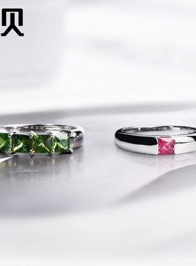 天然碧玺戒指女老矿红碧玺