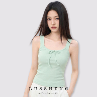 鹿笙笙夏日绑带蝴蝶结吊带背心女甜美简约自带胸垫内外穿百搭舒适