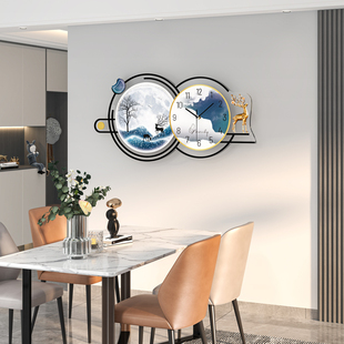 饰挂画 创意钟表装 餐厅网红挂钟2023新款 简约现代时钟挂墙家用时尚