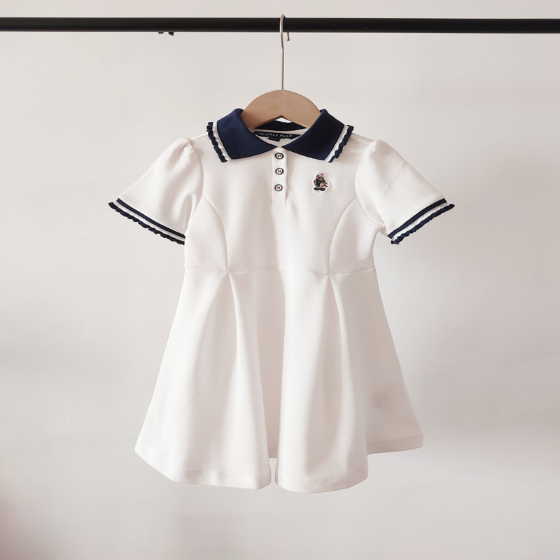 夏季新款女童潮流海军学院风POLO翻领连衣裙TTOM242455中大童长裙