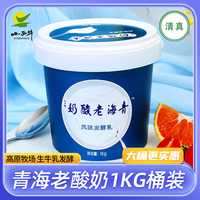 清真小西牛桶装青海老酸奶益生菌发酵4.0g蛋白质原味老酸奶1kg