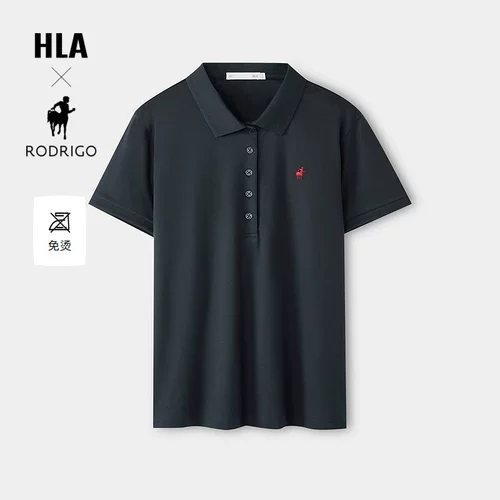 HLA/海澜之家轻商务洛德利格联名POLO衫26春夏新免烫纯棉短袖女装