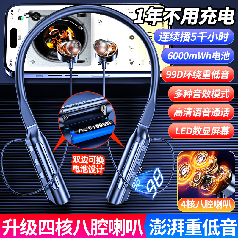 新款缩小款DJ881可更换电池听歌五千小时无线蓝牙耳机挂脖式入耳