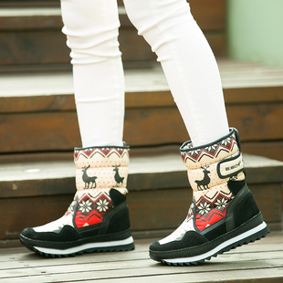 冬季新款加绒保暖防滑雪地鞋加厚防水保暖女鞋厚底舒适棉靴女雪地