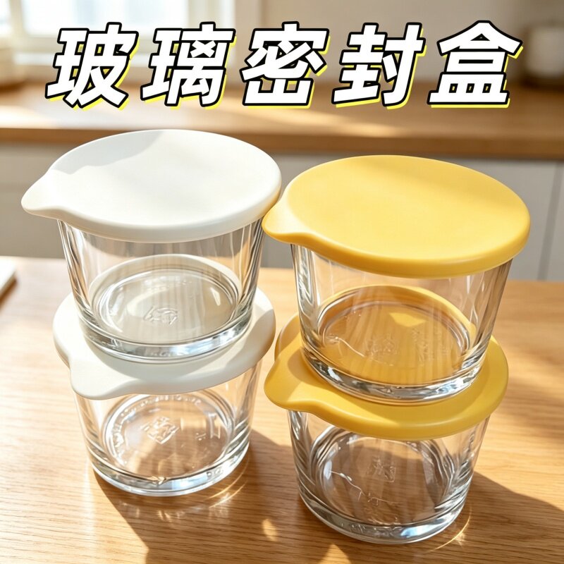 玻璃带盖蘸料碗密封保鲜碗食品级图片