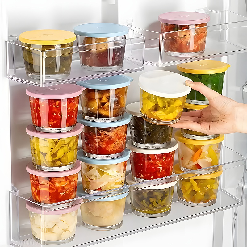 玻璃小碗带盖食品级咸菜密封罐玻璃保鲜盒冰箱小菜泡菜分装收纳盒