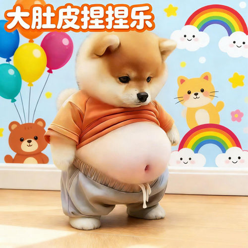 柴犬小狗人肚皮捏捏乐解压防撞贴