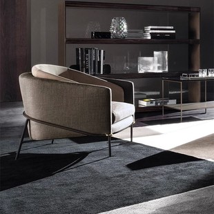 极简懒人沙发椅 轻奢布艺休闲沙发椅客厅卧室酒店接待区单人椅意式