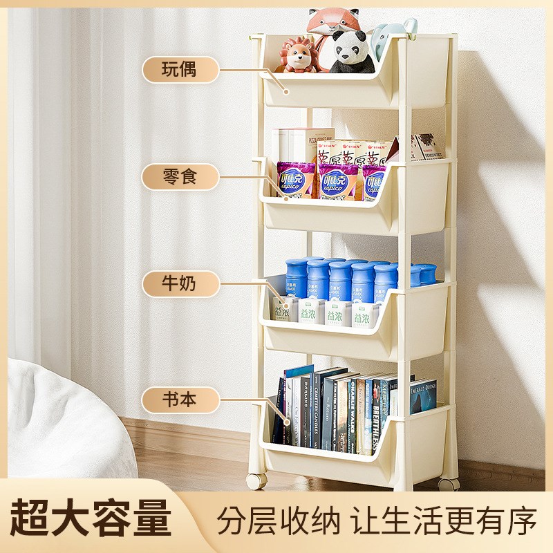 厨房浴室置物架落地多层小推车可移动收纳架卧室零食带轮储物架子
