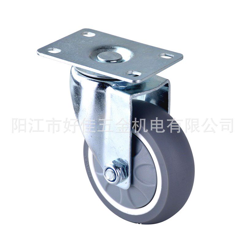 源头工厂直供100X32mm中型静音轴承环保人造橡胶TPR平板万向脚轮