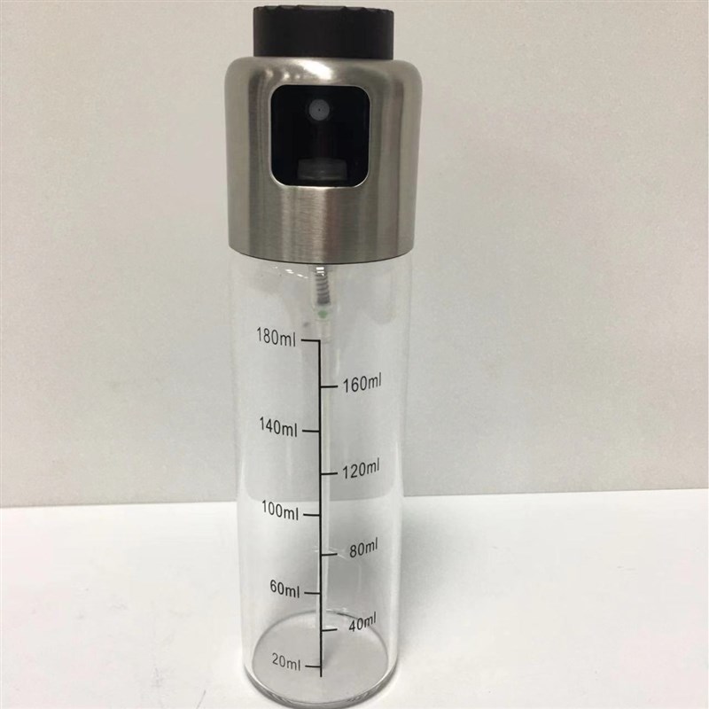 200ML高硼硅玻璃不锈钢喷油瓶雾化控油新款橄榄油沙拉喷油壶