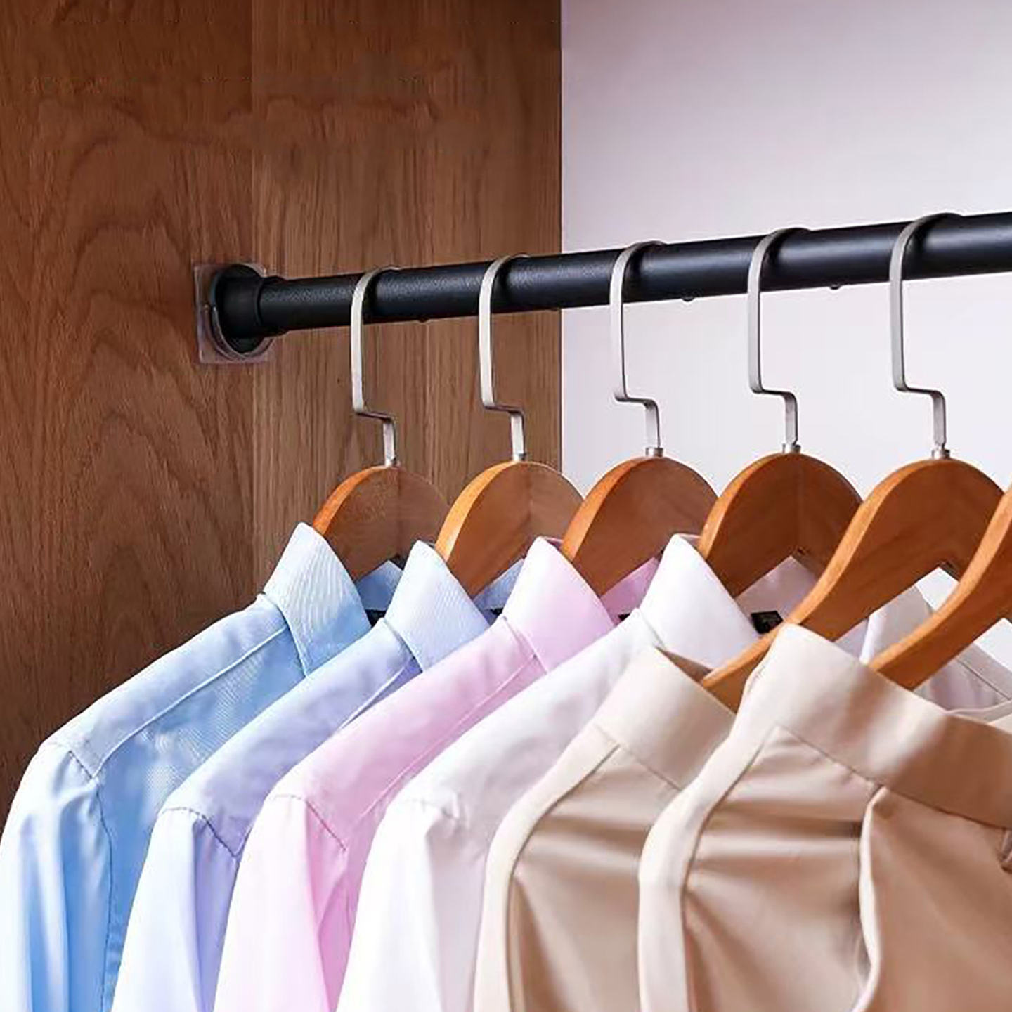 T伸缩杆固定托B1pq808-家用免打孔伸缩杆托贴窗帘横杆粘挂钩支架