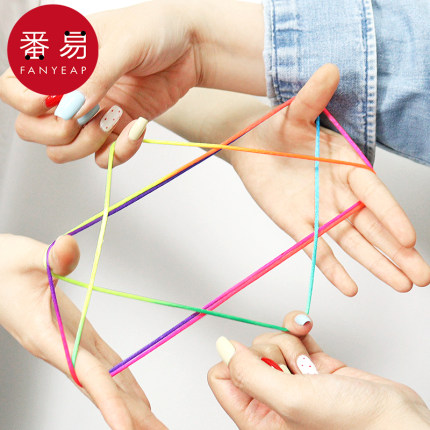 翻花绳A1pq801-儿童翻花绳子学生编花绳彩色手绳挑绳休闲玩具