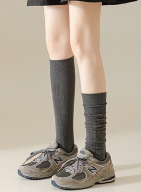 灰色小腿袜子女秋冬季纯棉堆堆袜jk显瘦2025新款长筒袜半截半腿袜