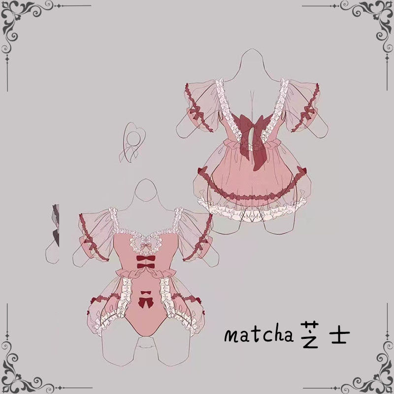 【收藏链接】桃心泡泡 原创软妹可爱蕾丝边连体泳衣 Lolita泳衣