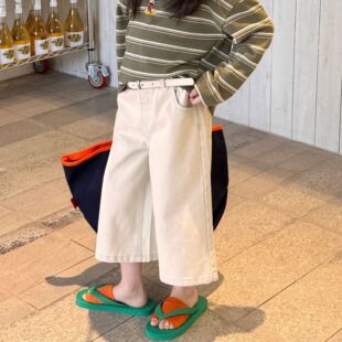 女童裤子2026春夏新款棉布九分裤儿童宽松直筒裤韩版女宝宝休闲裤