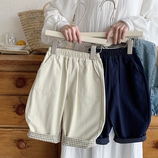 韩版男童米色休闲裤韩版儿童裤子宽松工装中小童春秋长裤2026新款
