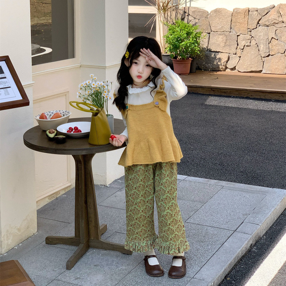 2026春季新款女童时髦针织吊带背心翻领打底衫碎花休闲裤两件套,童装/婴儿装/亲子装,毛衣/针织衫,淘宝优惠券,粉丝福利购,淘宝优惠卷