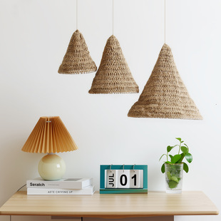 新款波西米亚手工编织灯罩装饰空中吊饰民宿棉麻绳床头灯装饰