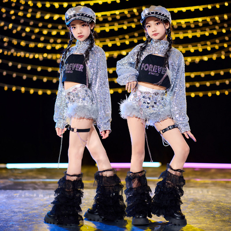 爵士舞女童服装元旦架子鼓演出服儿童街舞潮服嘻哈女孩表演服秋冬
