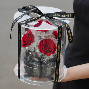 永生花亚克力玫瑰花礼盒高档摆件七夕情人节生日礼物送女朋友闺蜜