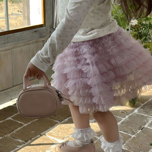儿童蓬蓬纱半身裙女童春夏新款洋气蛋糕裙小女孩可爱短款网纱裙