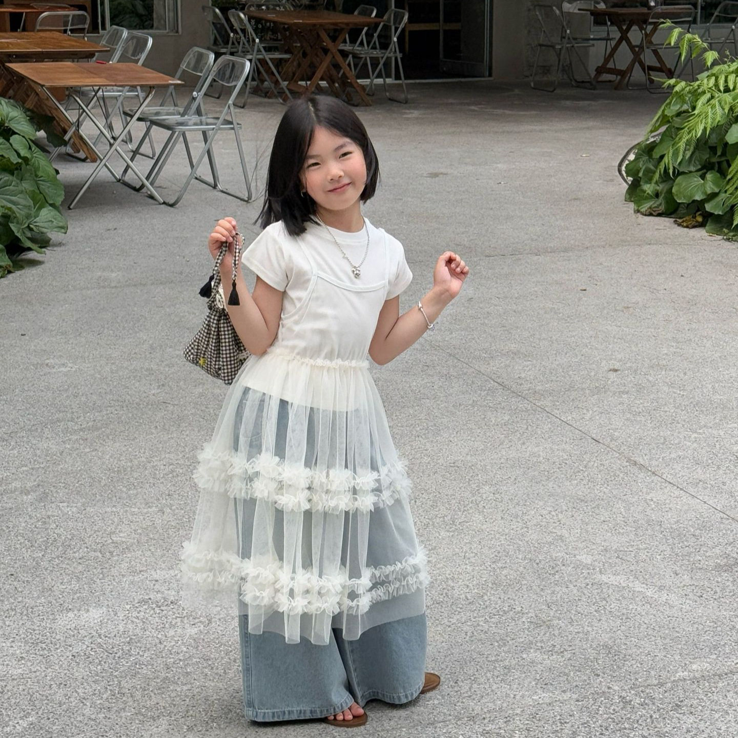 2026夏季新款韩版童装女童网纱吊带连衣裙长款裙子叠穿搭配套装