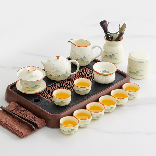 山水功夫茶具套装家用办公新款