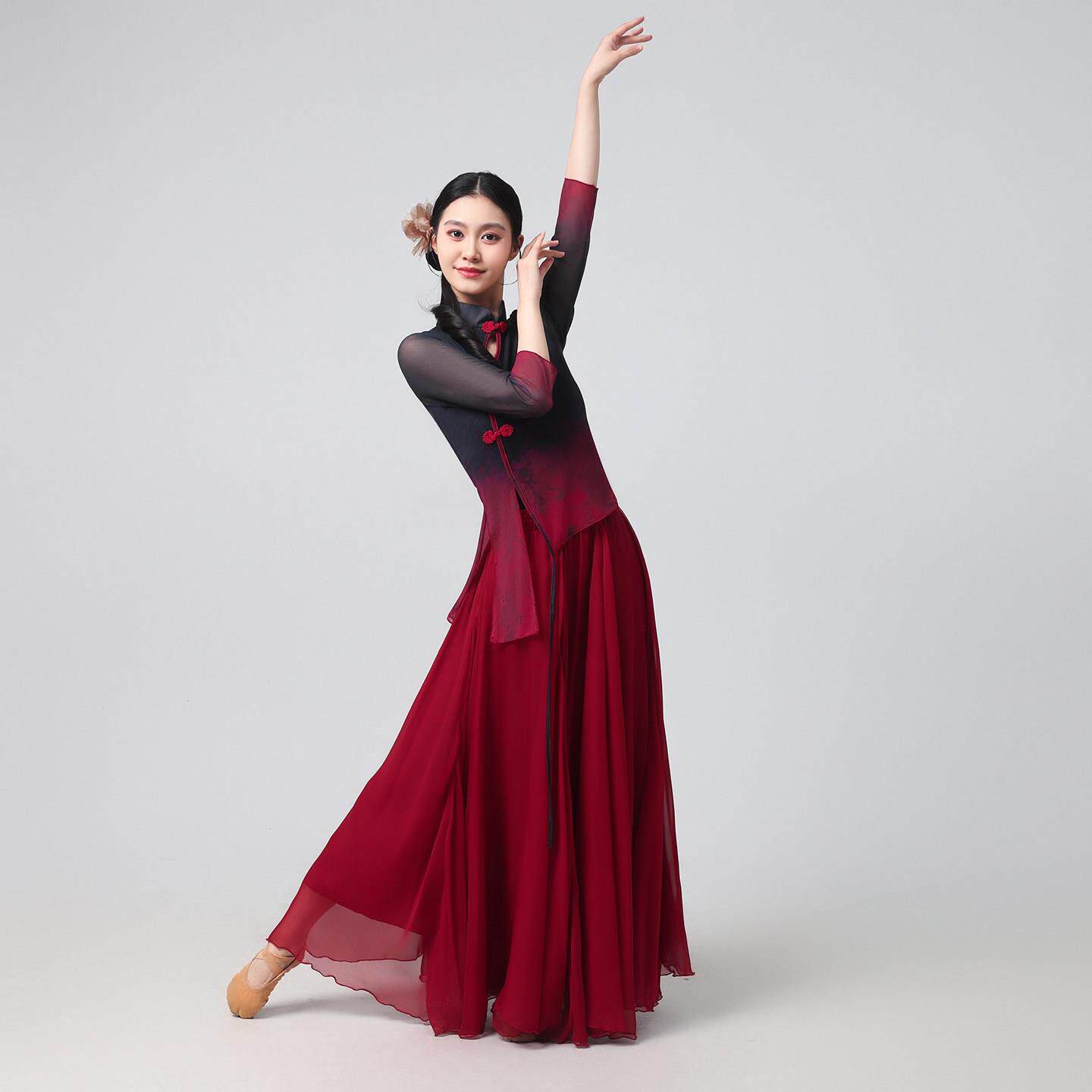 度古典舞蹈演出服古风仙女服服飘逸古典舞大裙摆表720BPP中国风演