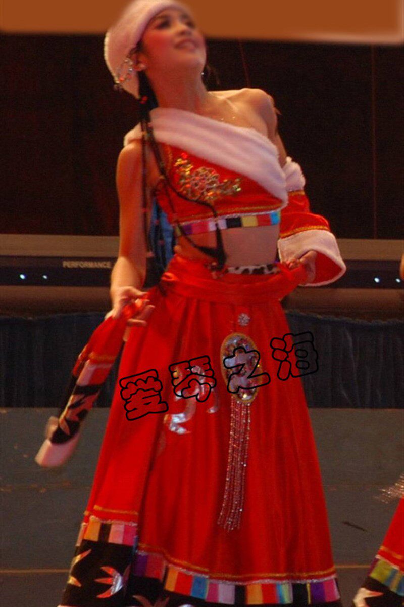 唐古藏族服装舞蹈演出服装舞台表演服饰民族女装唐古拉风演出服装