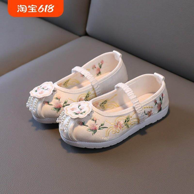 古风汉服鞋子女儿童秋季老北京绣花布鞋宝宝平底古装表演鞋,童装/婴儿装/亲子装,汉服,淘宝优惠券,粉丝福利购,淘宝优惠卷