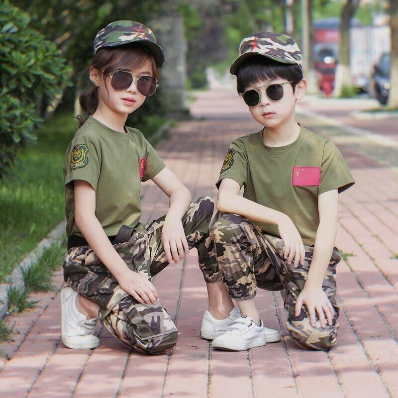 迷彩服儿童男童军训服套装中小学儿童演出服