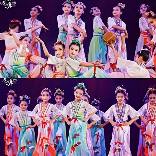 新款儿童古典舞蹴鞠图舞蹈服演出服装汉服中国风少儿女古风演出服