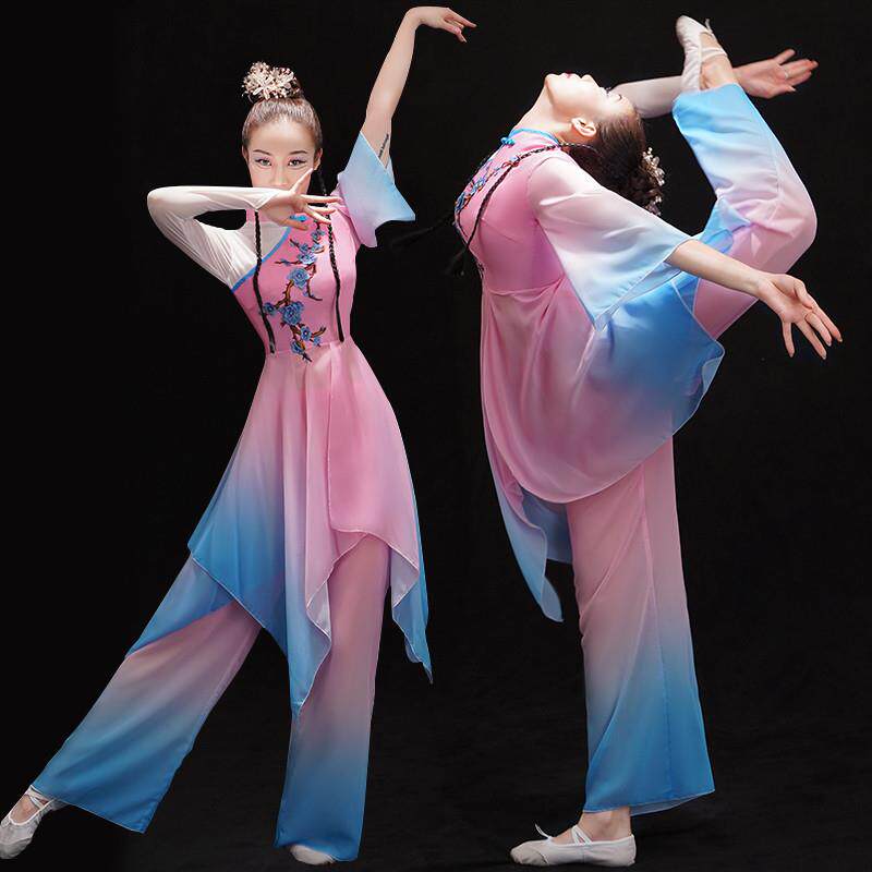 古典舞演出服女飘逸艺考扇子舞舞蹈服装独舞中国风现代套装秧歌服