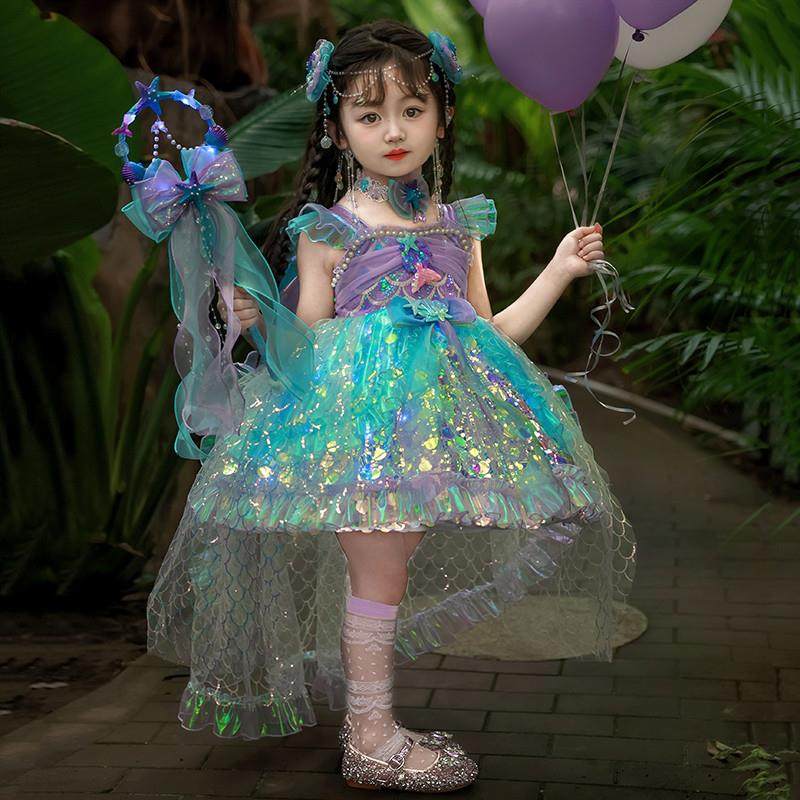 女 童爱丽儿美人鱼洛丽塔公主裙生日六一女孩舞台走秀表演连衣裙,女装/女士精品,连衣裙,淘宝优惠券,粉丝福利购,淘宝优惠卷