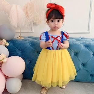 婴幼儿白雪公主连衣裙婴儿卡通动画连衣裙一岁摄影纯棉裙子女孩连