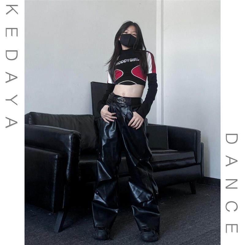 2025春夏新款潮酷女童爵士舞露脐T恤皮裤套装少儿女团街舞演出服,童装/婴儿装/亲子装,儿童演出服,淘宝优惠券,粉丝福利购,淘宝优惠卷