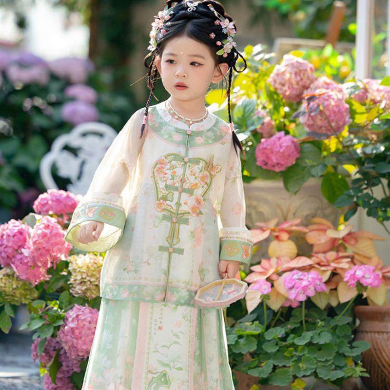 汉服女童中国风对襟圆领小香风儿童装明制女孩清汉女格格马面裙,童装/婴儿装/亲子装,汉服,淘宝优惠券,粉丝福利购,淘宝优惠卷