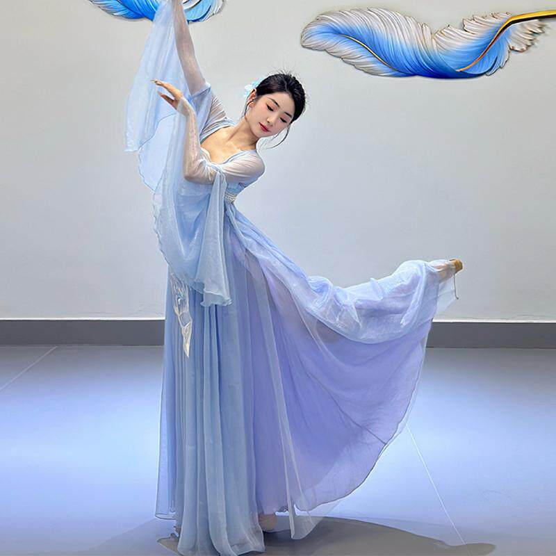 青月古典舞演出服唐风古风仙气飘飘舞蹈襦裙日常汉服学生艺考舞裙