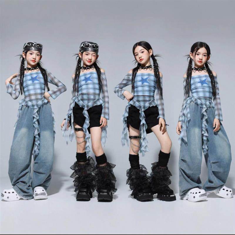 少儿爵士舞服装女童时髦嘻哈街舞潮服套装演出服女孩hiphop表演服