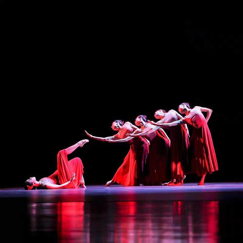 新款桃李杯现代舞服红色之恋女子群舞表演服中国舞连衣裙演出服装