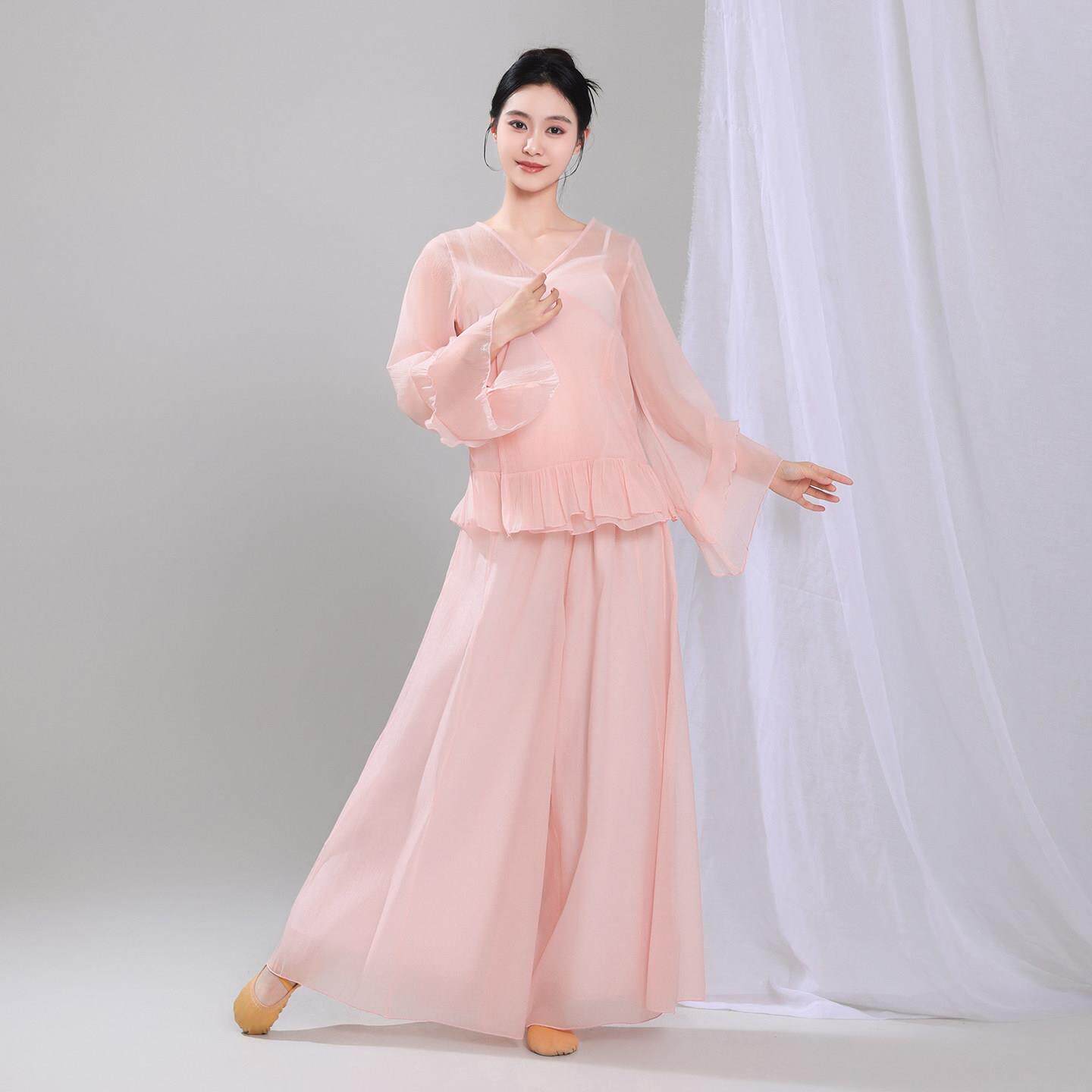 古典舞蹈服纱衣网上飘逸演出服马甲新中式中国舞练功服MLH纱蹈舞