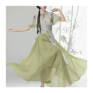 新款古典舞演出服女飘逸中国风舞蹈练功服旗袍纱衣古风舞蹈演出服