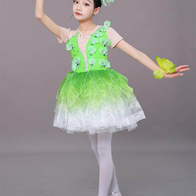 新款儿童七彩梦想演出服桃花朵朵开儿童服装茉莉花开演出服群舞